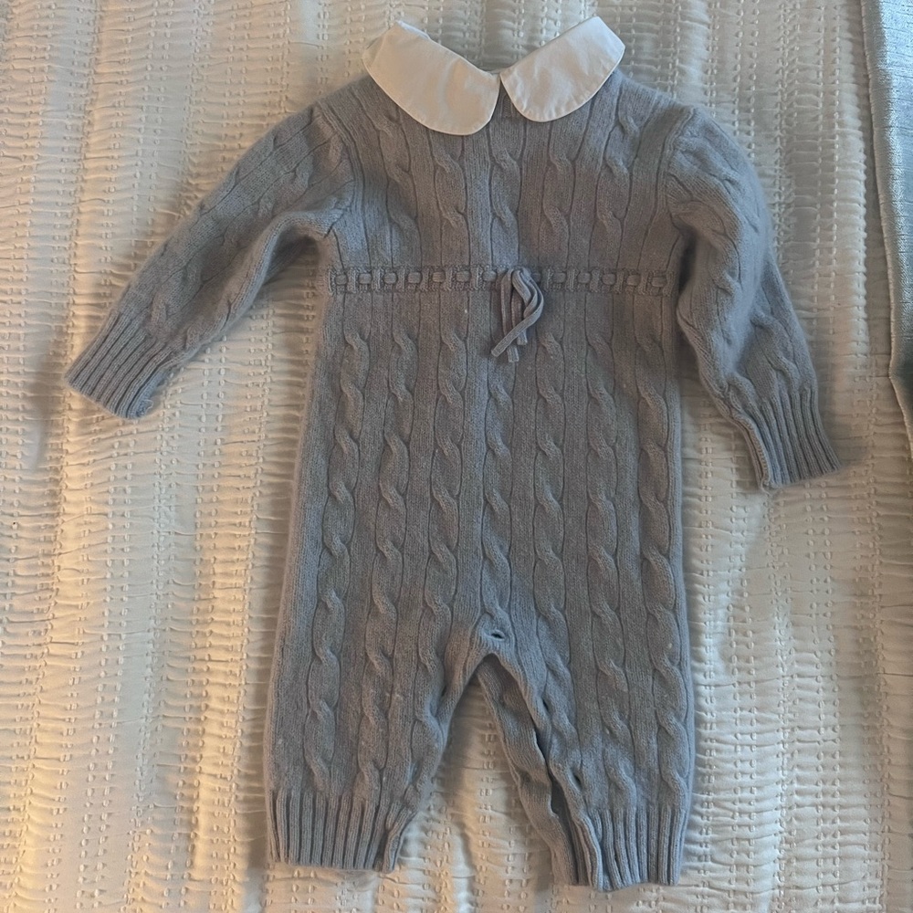 Ralph Lauren Baby Blue Cable Knit Baby Jumper